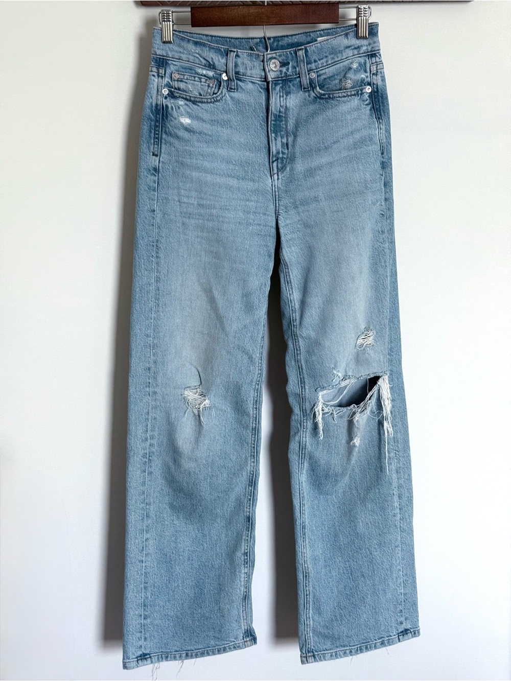 AYR Light Blue Wide-Leg Ripped Jeans - Picture 4 of 16